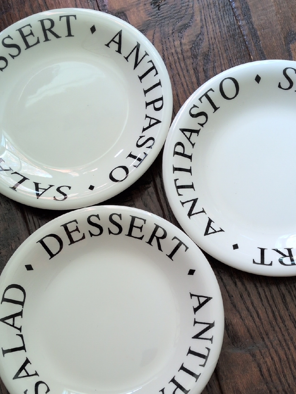 QUADRIFOGLIO I  Set of 3 Vintage Dessert, Antipasto, Salad Ceramic Plates